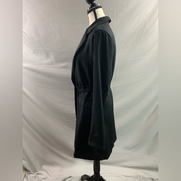 Black Lapel Neck Double Button Wrap Blazer Dress - Picture 7 of 8